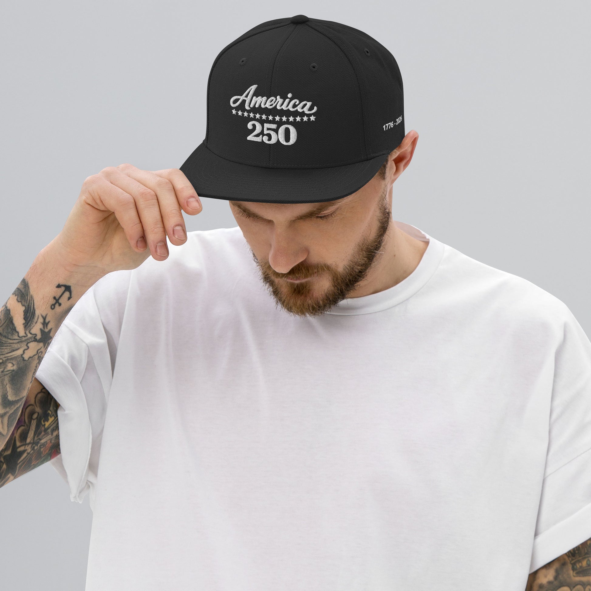America 250 Snapback Hat - Patriotic apparel celebrating America's 250th anniversary