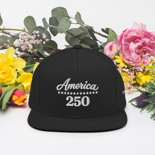 America 250 Snapback Hat - Patriotic apparel celebrating America's 250th anniversary