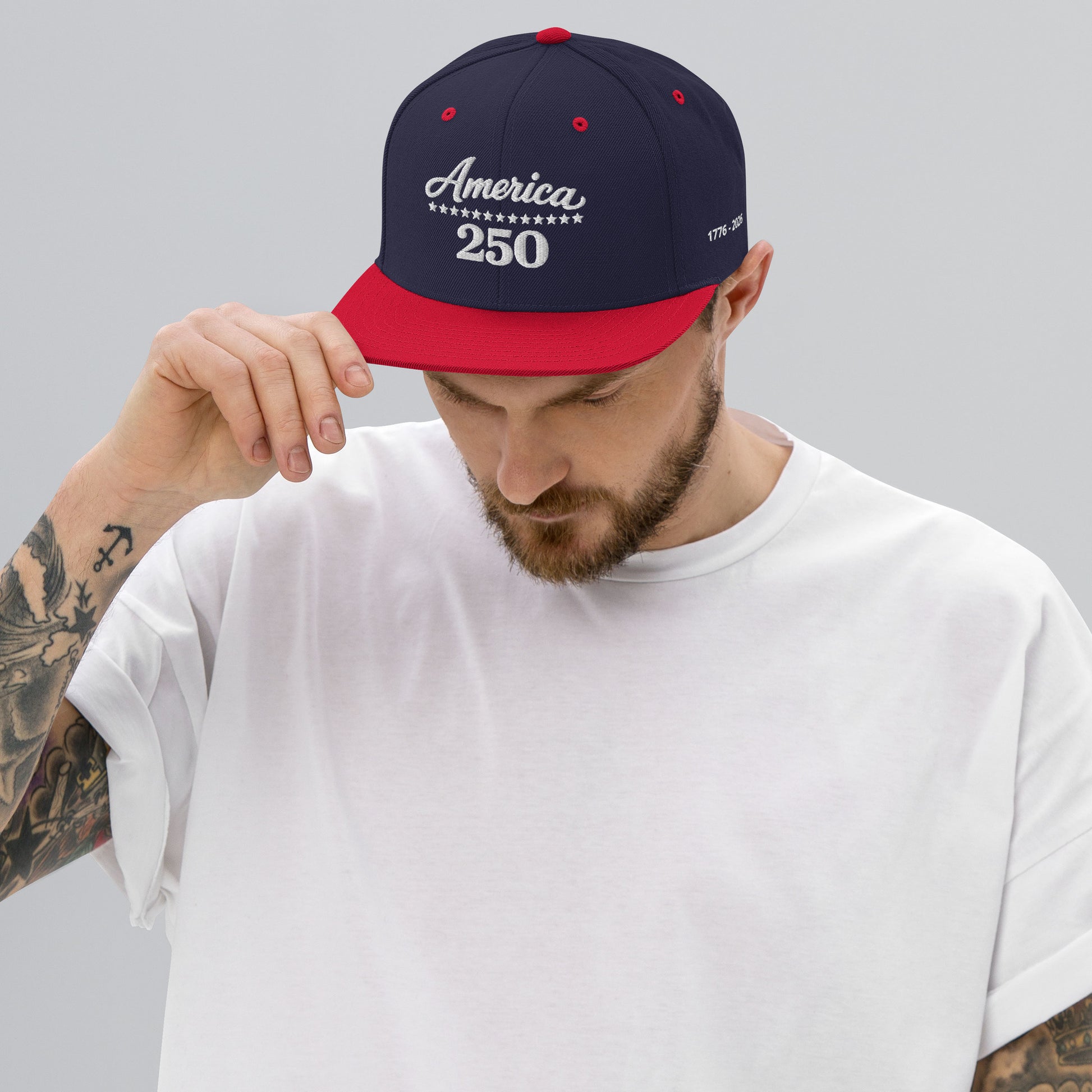 America 250 Snapback Hat - Patriotic apparel celebrating America's 250th anniversary
