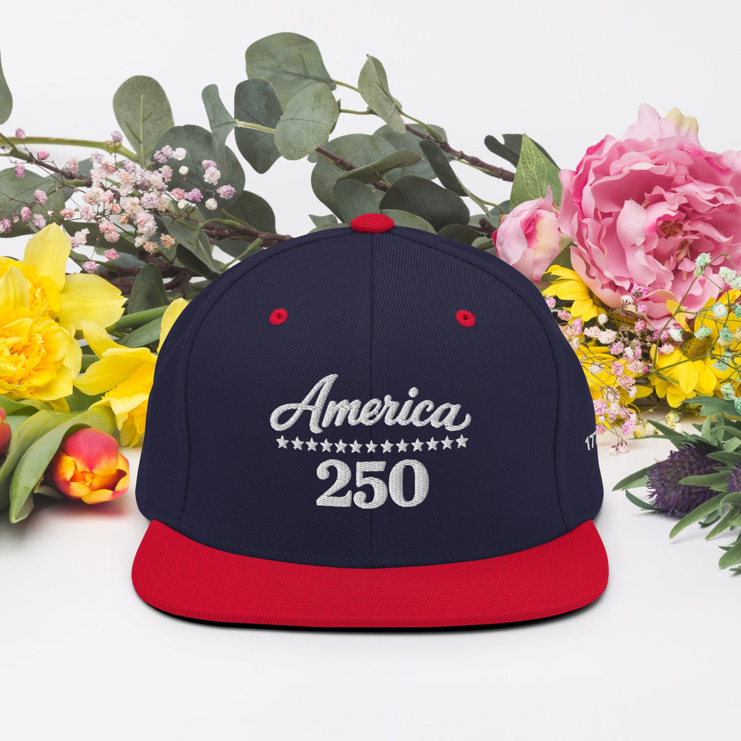 America 250 Snapback Hat - Patriotic apparel celebrating America's 250th anniversary