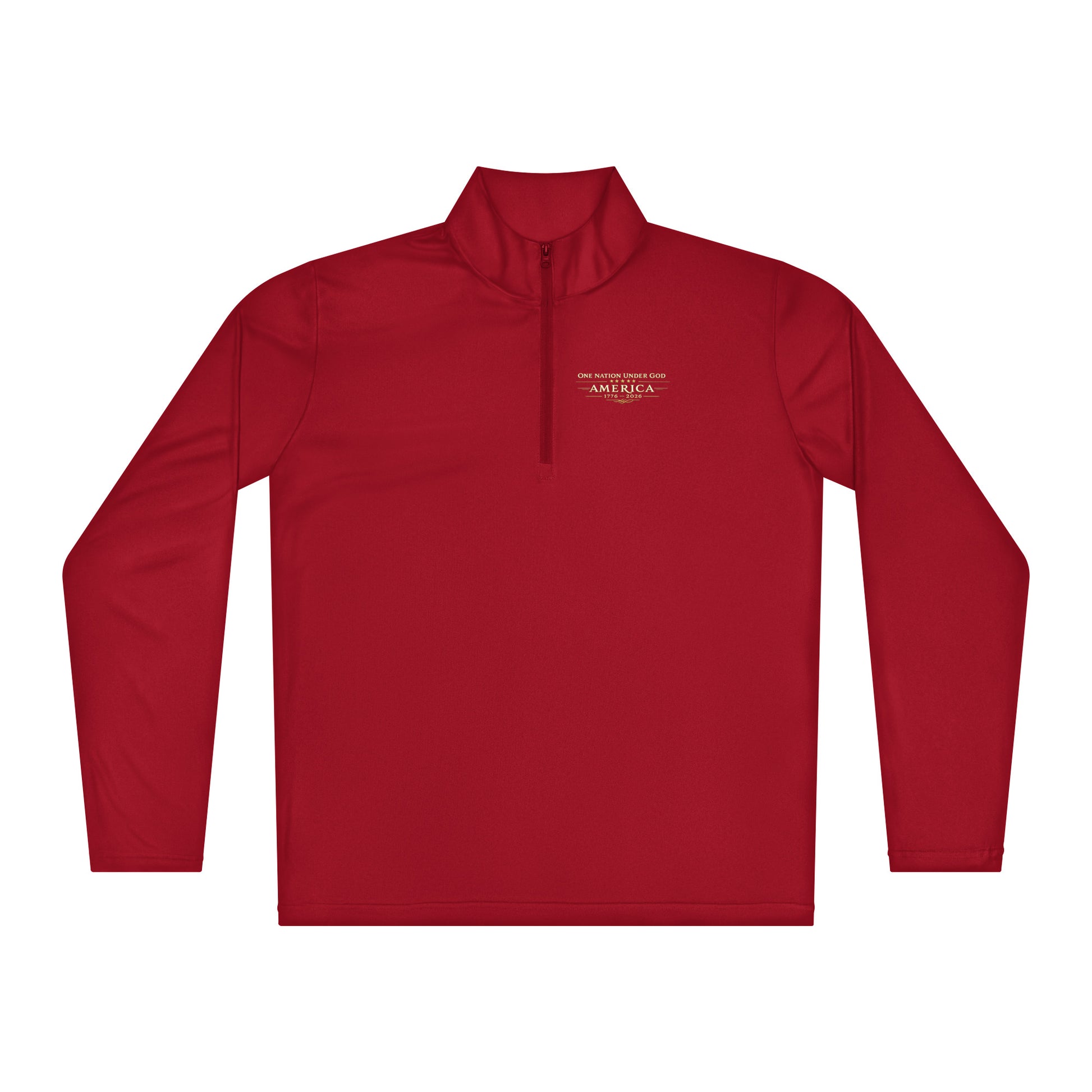 One Nation Under God quarter-zip pullover - Patriotic apparel celebrating America's 250th anniversary